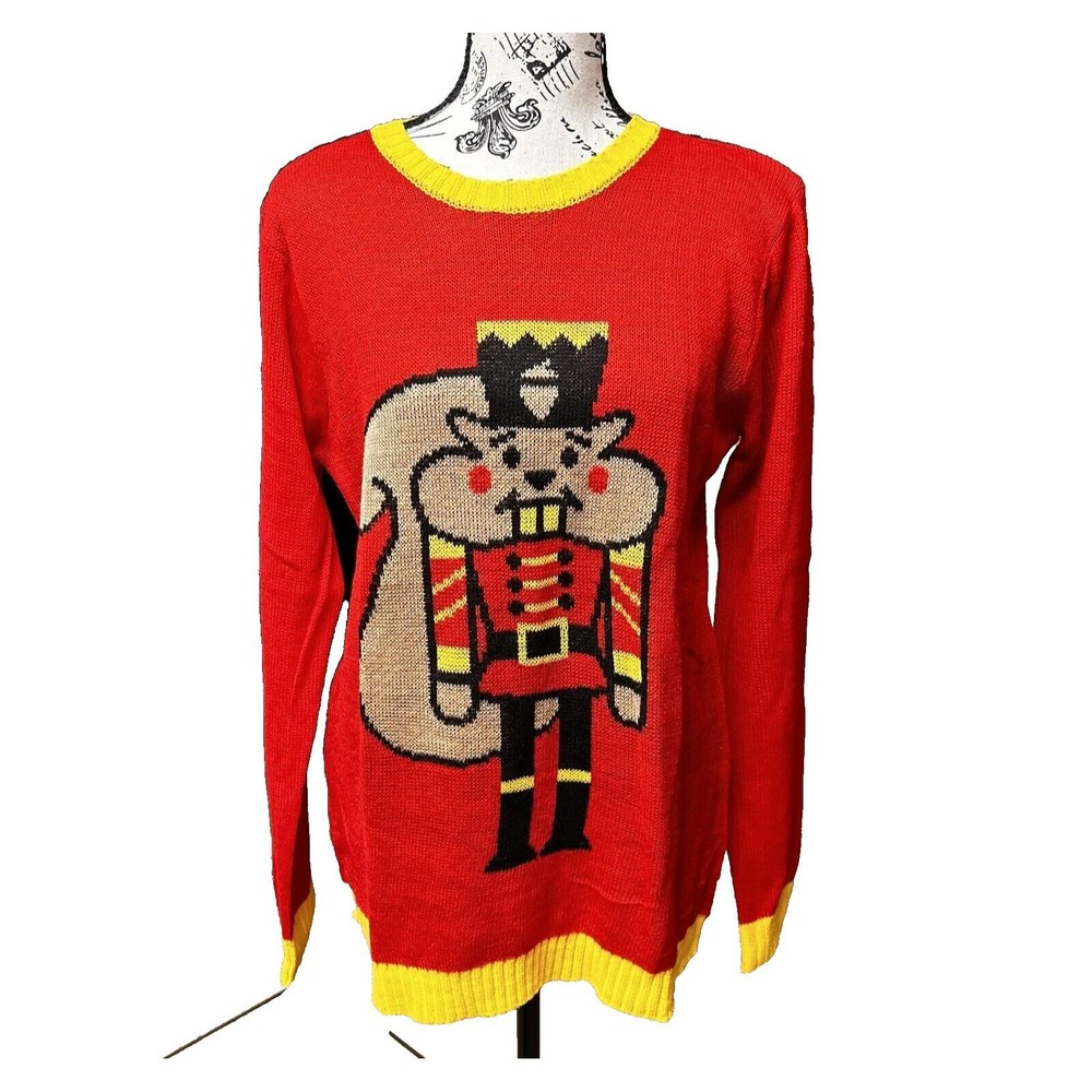 NWOT Norther Pole Ugly Sweater  Chipmunk Nutcracker Christmas Knit Pullover